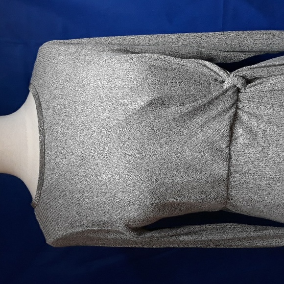 Gray Jennifer Lopez Knit Sweater Dress Holiday Sparkle Trim - Picture 2 of 8